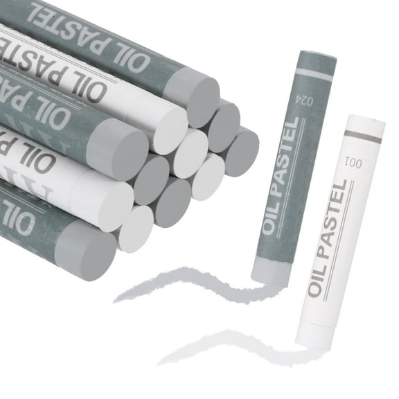 Uxcell Soft Oil Pastels, Oil Pastel Crayons Vibrant Color Blendable Art Supplies for Painting Drawing Blending Painting Artists Beginners Professional(White Light Gray, Pack of 12)