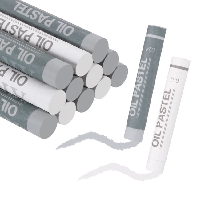 Uxcell Pasteles de Aceite Suaves, Crayones de Pastel de Aceite Vibrantes (Luz Blanca Gris, Paquete de 12)