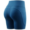 thumbnail image 5 of Cadmus High Waist Yoga Shorts for Women Workout Running Shorts Naked Feeling Biker Shorts Tummy Control Deep Pockets, Medium Blue, S, 5 of 6