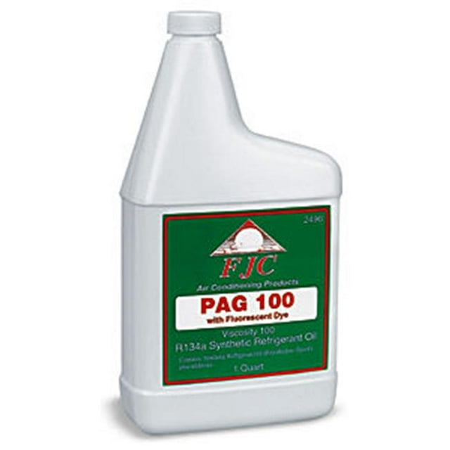 FJC FJC2496 PAG-100- Synthetic PAG Refrigerant Oil with U/V Dye for R134a- Quart Bottle