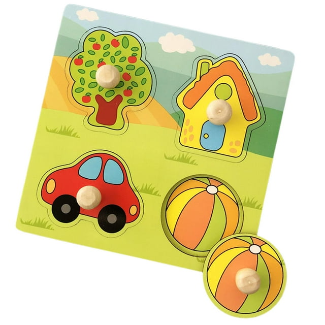 Cartoon Jigsaw Puzzles Fine Motor Skill Shape Matching Game Knob Puzzles Peg Puzzle Board for