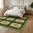 thumbnail image 3 of ODIKA 6'x9' Ultra-Soft Area Rug, Vinyl Traditional Vintage Ornamental Featuring Curling Vines Flower None Washable, Bare feet friendly, Silk-Touch for Guest Room, Bedroom, 3 of 7