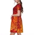 thumbnail image 2 of Rocae Autumn Leaf for Dresses Summer Casual Ruffle Short Sleeve Cute Crew Neck Flowy Dress with Pockets, 2 of 6