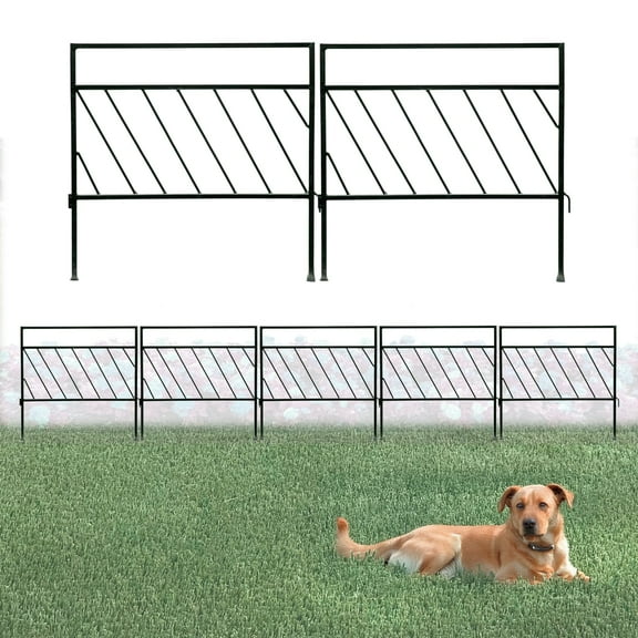 Glamos Wire Flat Top Diagonal Panel Fence, Metal Garden Border Panels, Rust-Resistant Decorative Edging, 6 Pack (6  ft Coverage)
