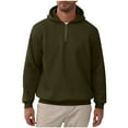thumbnail image 3 of UVEASISHA 1/4 Zip Up Hoodie Mens Long Sleeve Drawstring Hooded Sweatshirts Quarter Zipper Casual Pullover Tops Hipster Fashion Hoodies Army Green S, 3 of 7
