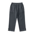 thumbnail image 5 of cocolona Womens Summer Casual Linen Capri Pants Solid Color Elastic Waist Button Leg Cropped Pants with Pocket, 5 of 5
