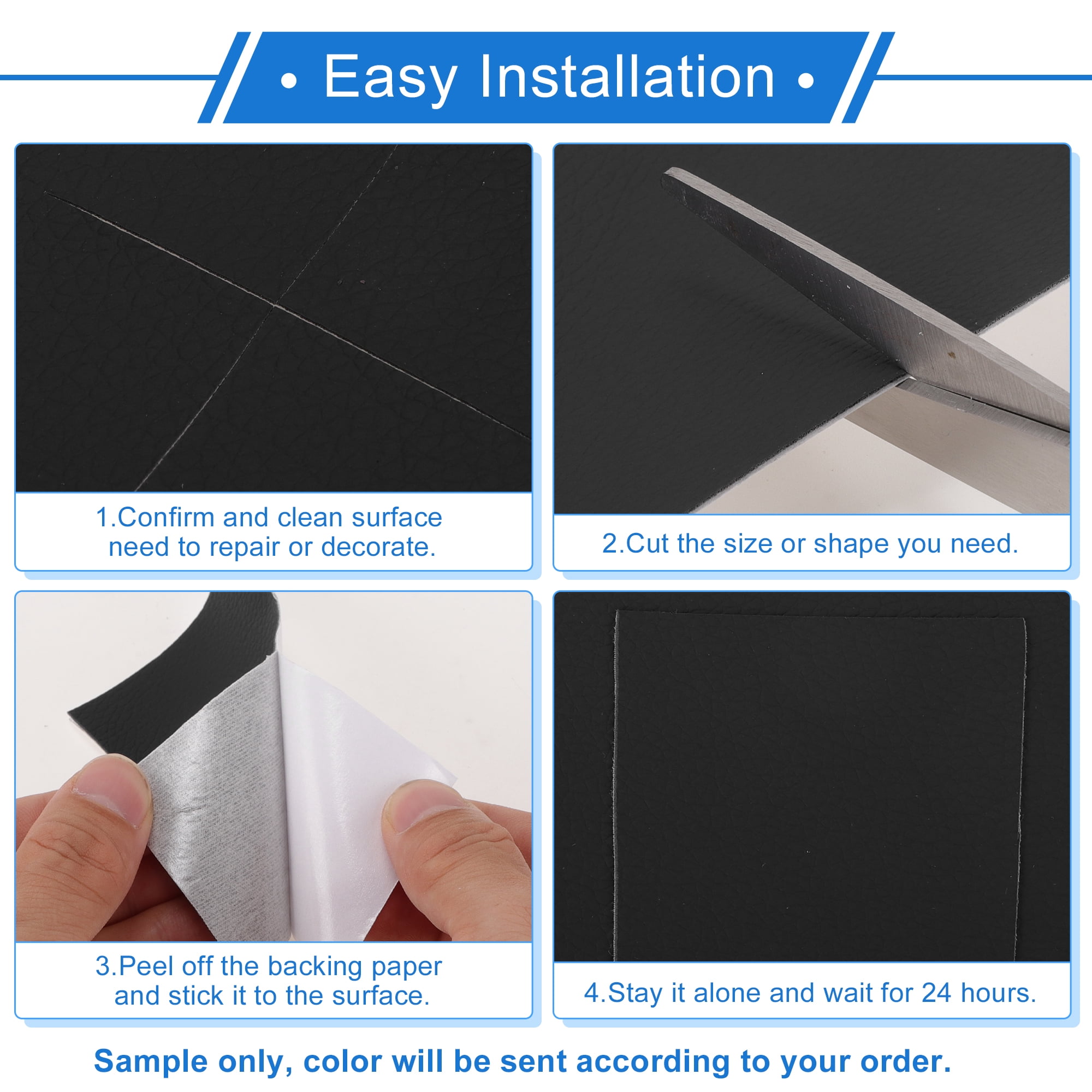 Unique Bargains Self Adhesive Leather Repair Patch Leather Repair Tape for Automotive Car Seat Sofa Couches Chair Interior Trim Black 60" x 17"