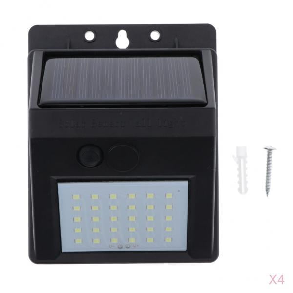 4 Luces Solares Para Exteriores, Impermeable, Lámpara De Pared Solar Para Camino De Jardín, 30 LED