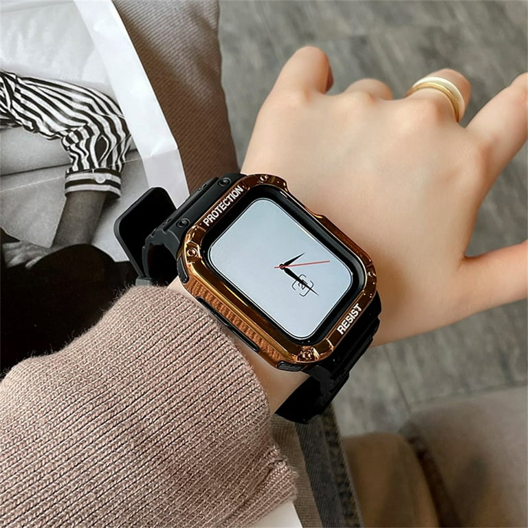 Sport Case with Strap for Apple Watch 7 41mm 45mm Rubber Silicone