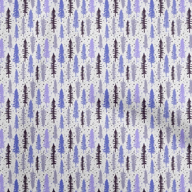oneOone Polyester Spandex Bluish Violet Fabric Asian Forest Tree Sewing Craft Projects Fabric Prints By Yard 56 Inch Wide