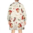 thumbnail image 2 of Wearable Oversized Blanket,Beige Christmas Santa Pattern Wearable Blanket Hoodie for Adults,Cozy Hooded Blankets with Super Pockets,Super Warm Fuzzy Pullover for Women & Men, 2 of 6