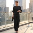 thumbnail image 5 of Clossjun Womens 2 Piece Lounge Sets Fashion Lightweight Tops & Wide-Leg Pants Sets Daily Wear Casual Outfit Sets XL, 5 of 6