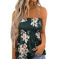 thumbnail image 1 of DYMADE Women Flower Print Sexy Strapless Pleated Slim Fit Tube Top Vest, 1 of 4