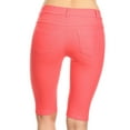 thumbnail image 3 of Women's Bermuda Stretchy Jean Shorts with 5 Pockets Cotton Blend, Coral M, 3 of 4