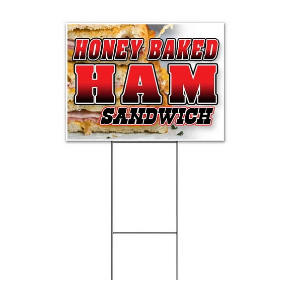 Honey Baked Ham Sandwich (18" x 24") Yard Sign, Includes Metal Step Stake
