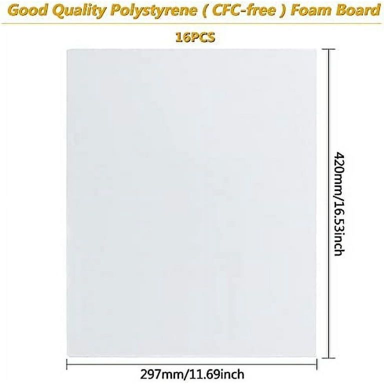 16 Pack Foam Board 11.8in x 16.5in, HommyPrefer 0.2in Thick Polystyrene  Foam Board Sheet, White A3 Poster Boards Signboard for  Crafts/Projects/Photo