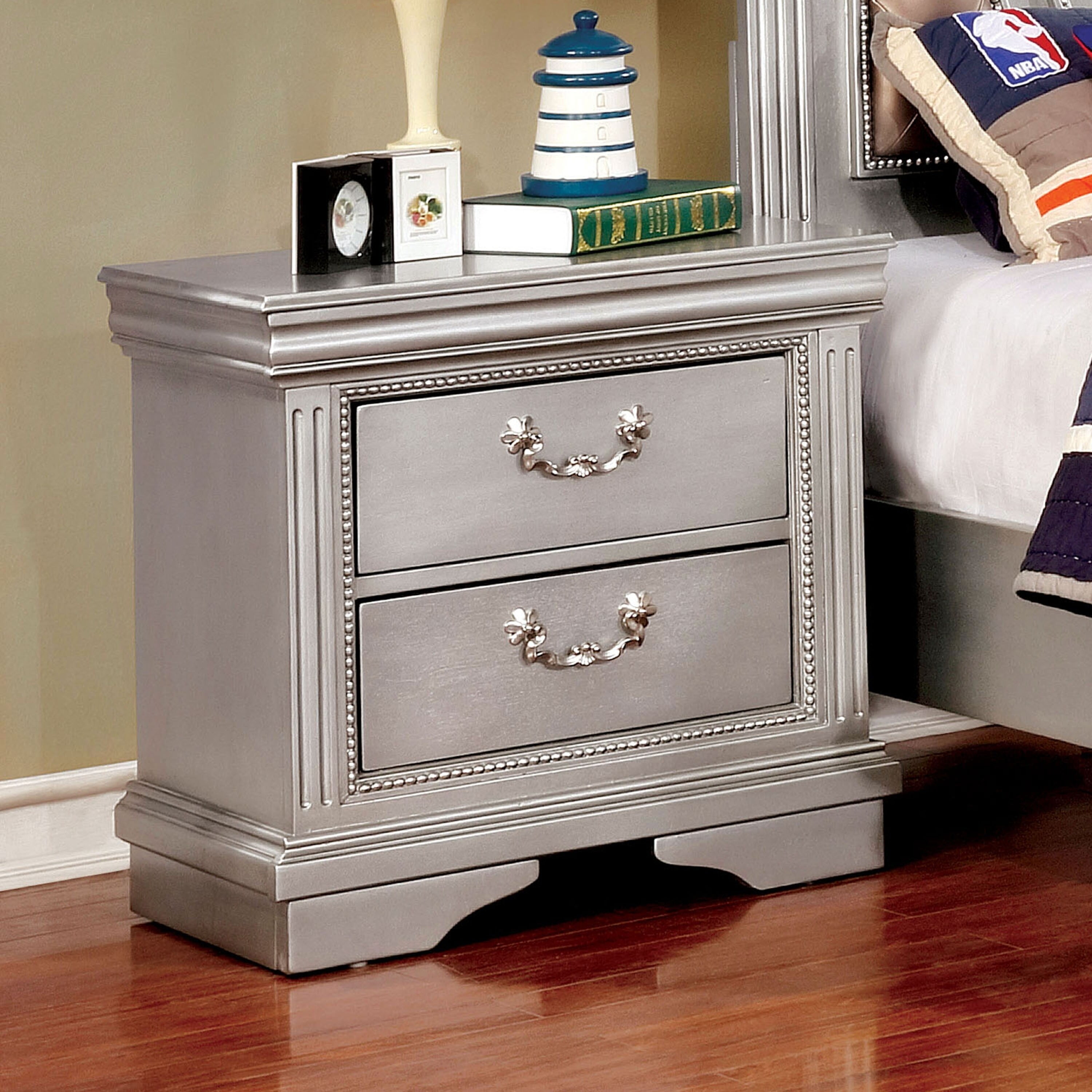 Furniture Of America Balm Traditional Grey Solid Wood Nightstand Walmart Com Walmart Com
