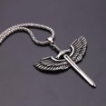 thumbnail image 5 of HOOUN Mens Angel Wing Sword Pendant Necklace Protection Jewelry Silver Box Chain 24", 5 of 5