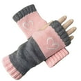 thumbnail image 2 of Women's Gloves Mittens Women'S Fingerless Gloves 10 Color Options Warm Half Finger Mittens With Heart Pattern For Everyday Style,Pink Women's, 2 of 3