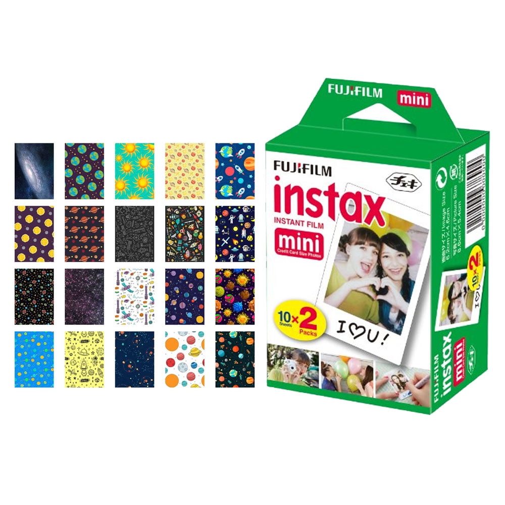 Fujifilm instax mini Instant Film (20 Exposures) + 20 Sticker Frames for Fuji Instax Prints Solar Package