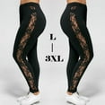 thumbnail image 2 of Women's Sexy Lace Hollow Leggings Plus Size Sheer Mesh Floral Pants Lace Splice Stretch Skinny Tights, 2 of 6