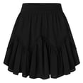 thumbnail image 6 of Gamivast Skirts for Women High Waisted Elastic Waist A-Line Boho Skirt Flowy Chiffon Ruffle Tiered Solid Mini Skirt Casual Vacation Summer Holiday Resort Black XXL, 6 of 6