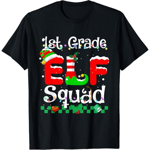1st Grade Elf Squad Christmas Matching Boys Girls Funny T-Shirt