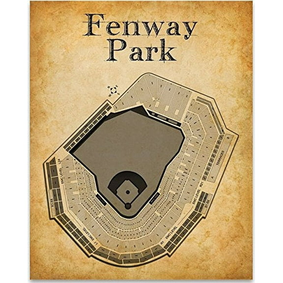 Fenway Park Baseball Stadium Seating Chart Art Print - 11x14 Unframed Art Print - Great Sports Bar Decor and Gift for Baseball Fans