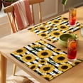 thumbnail image 4 of Yellow Sunflowers Placemats Set of 12, Retro Plants Flowers Black White Striped Non-Slip Place Mats Washable Table Mats for Kitchen Dining Table Decorations Indoor/Outdoor, 4 of 9