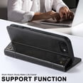 thumbnail image 2 of Case for iPhone 16e, Magnetic Matte Premium PU Leather Stand Flip Cover with Card Slots and Wallet, Shockproof and Full Body Protection Compatible with iPhone 16e - Black, 2 of 6