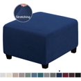 thumbnail image 3 of Ottoman Cover Slipcovers Square Fit Length 13"-44" Footrest, Stool Covers, Ottoman Protector Cover, Footstool Covers with Stretch Thick Checked with Elastic Bottom, Removable Washable(Navy,XL(67-84cm), 3 of 7