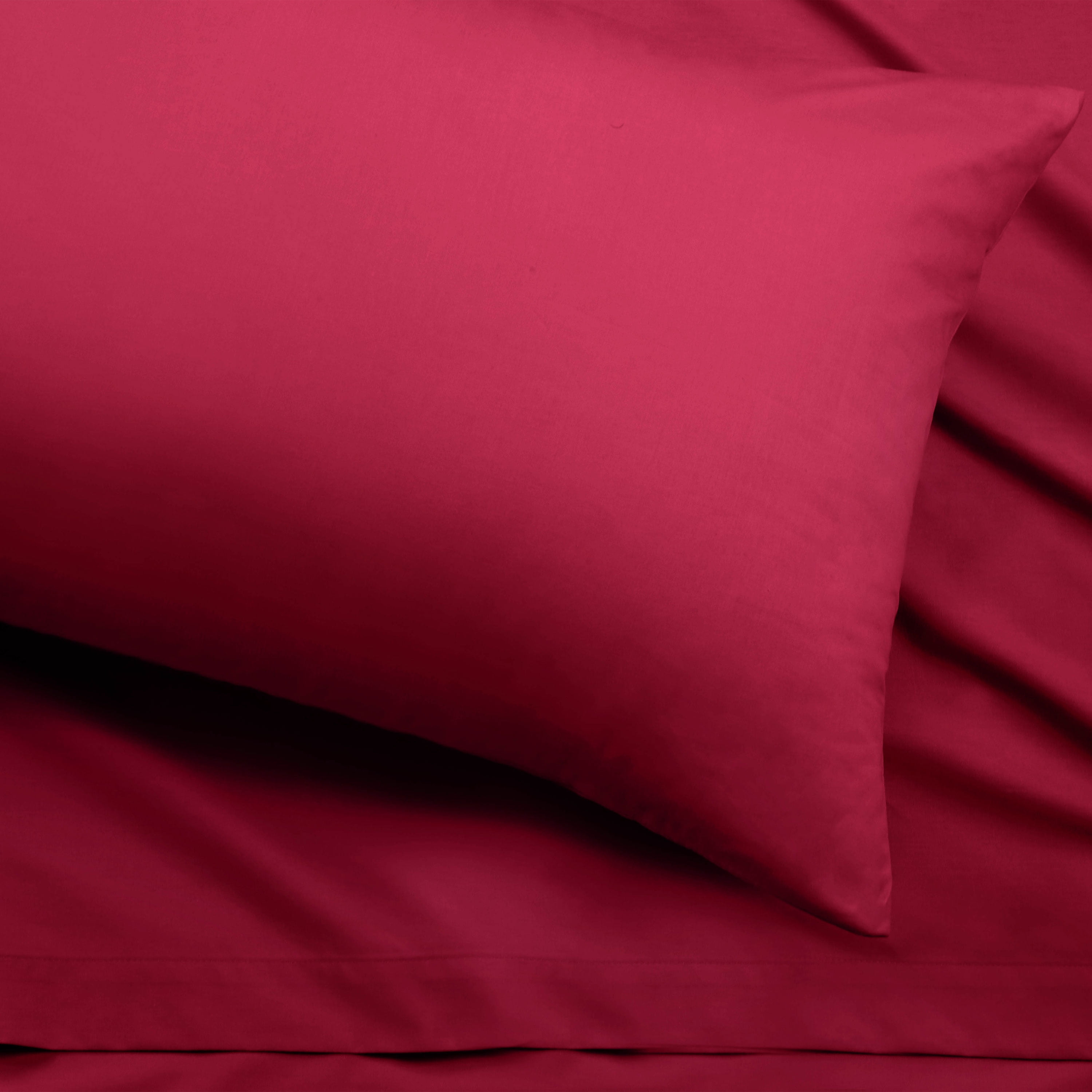 Soft Lightweight Brushed Cotton Blend Bed Sheet Set – 4-Piece Full – Red