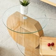 thumbnail image 6 of LUFTUT Coffee Tables for Living Room - Round Glass Coffee Table with MDF Base Modern End Table 3-Tier Round Coffee Table for Living Room, Office, Balcony (Light Wood), 6 of 8