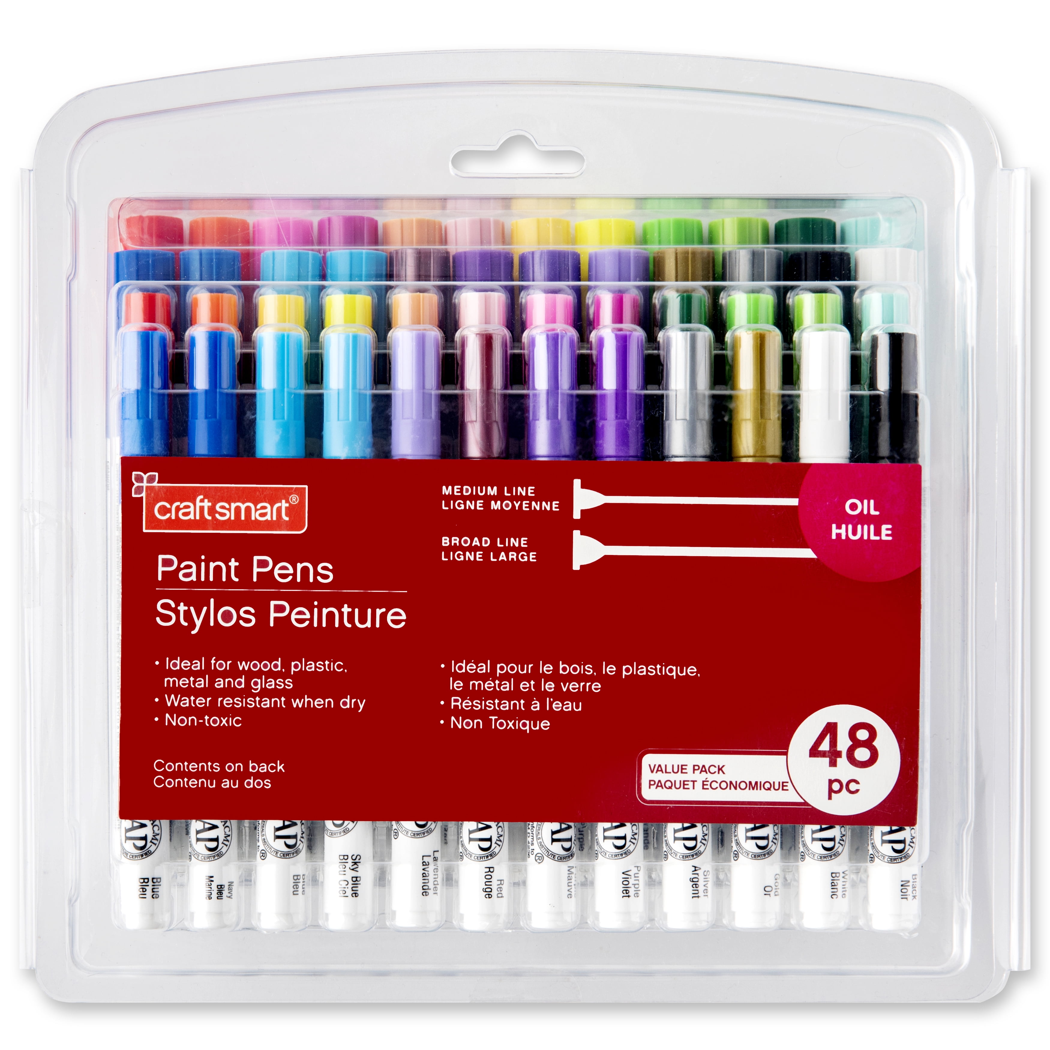 Assorted Medium & Broad Line Oil-Based Paint Pens by Craft Smart - Premium Paint Pens For Wood - Plastic - Metal - Glass - and Arts & Crafts - 1 Pack