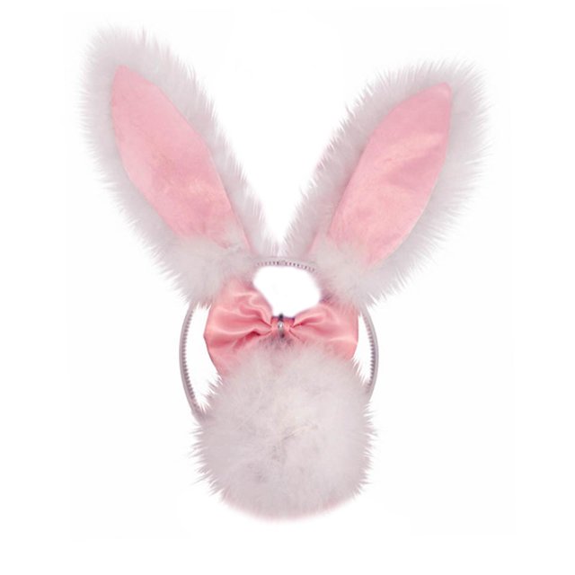 Yingyy 3Pcs Bunny Costume Set Rabbit Ear Headband for Masquerade 1 rabbit Party Favors Black