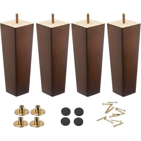 Wood Furniture Legs 8 inch Sofa Legs Pack of 4,Couch Legs Square Brown,Mid Century Desk Legs,Sofa Replacement Parts, for Dresser Legs Sideboard Recliner Couch Circle Chair Couch Riser Coffee Table