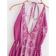 thumbnail image 2 of Women Floral Print Backless Sexy Beach Bohemian Maxi Dress Lady High-Low Tassel Strapless Vacation Boho Dress, 2 of 7