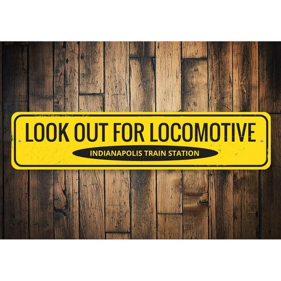 Look Out For Locomotive Novelty Sign, Metal Wall Decor - 4x18 inches