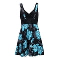 thumbnail image 5 of ibiyuan Plus Size Swimsuit for Women Two Piece Bathing Suits Swim Tummy Control Flowy Swimwear Tropical Printed 2 Piece Swimsuit for Women,Blue, 5 of 7