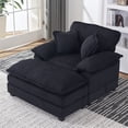 thumbnail image 5 of Aukfa 56" Corduroy Chaise Lounge, 2 Pillows, Black, 5 of 7