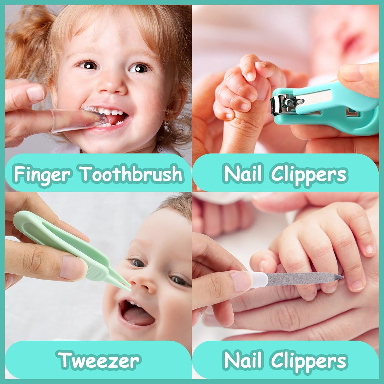 Baby Grooming and Healthcare Kit, Infant Safety Care Set with Hair Brush Comb Nail Clipper Nasal Aspirator,Baby Essentials Kit for Newborn Girls Boys