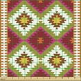 thumbnail image 2 of Ambesonne Boho Fabric by the Yard Upholstery, Oriental Turkish Geometric, 2 Yards, Vermilion and Multicolor, 2 of 5