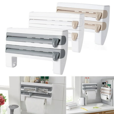 Homeholiday Plastic Refrigerator Cling Film Storage Rack Wrap Cutter Wall Hanging Paper Towel Holder Kitchen Organizer | Walmart Canada