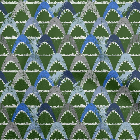 oneOone Cotton Poplin Twill Dark Green Fabric Ocean Shark Fabric For Sewing Printed Craft Fabric By The Yard 56 Inch Wide