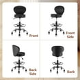 thumbnail image 5 of Black PVC Faux Leather Drafting Chair Set of 2 Rolling Swivel Salon Stool with Back Support Foot Rest Adjustable Hydraulic Seat Height for Massage Facial Spa Medical Drafting Tattoo Beauty, 5 of 9