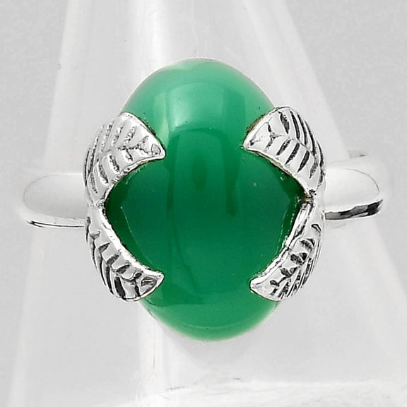Natural Green Onyx 925 Sterling Silver Ring s.7.5 Jewelry R-1354 SDR245911