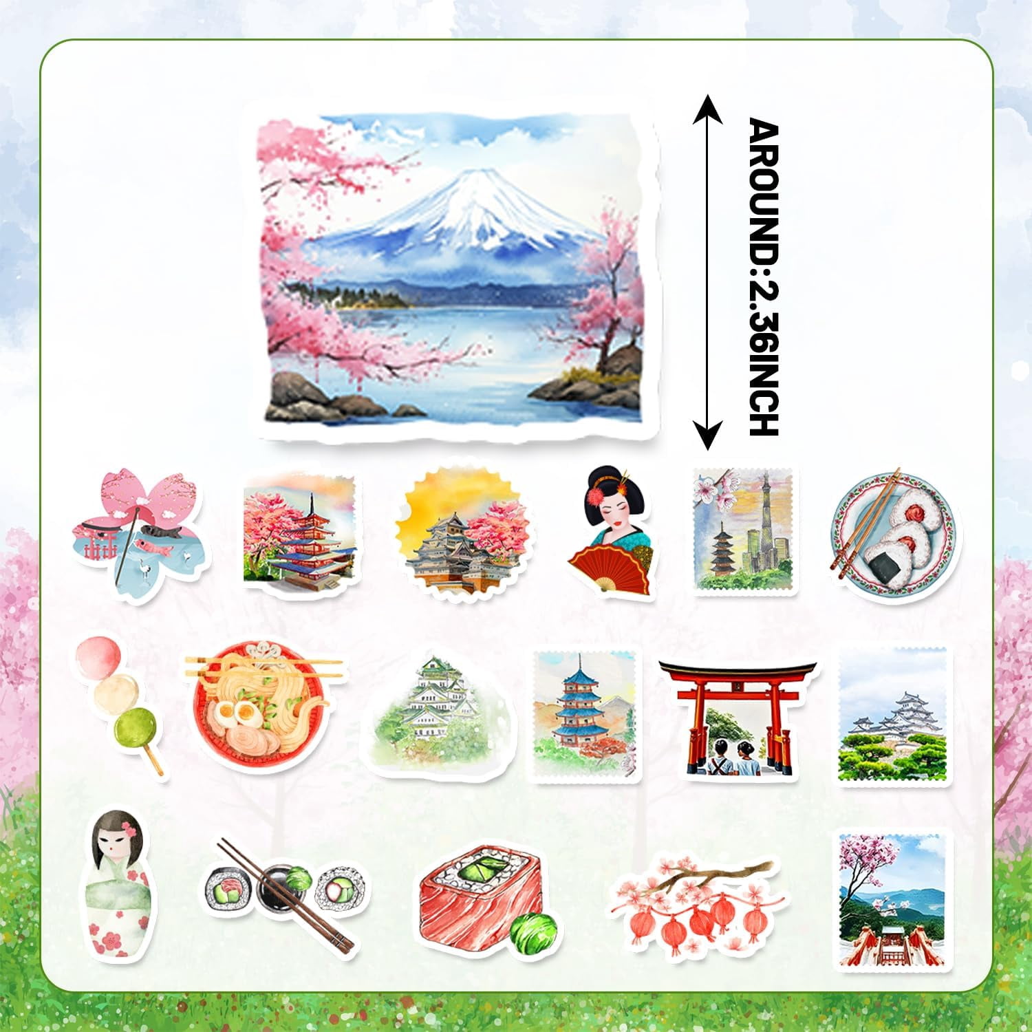120 Pcs Japanese Stickers, Japan Japanese Birthday Party Decorations, Japan Themed Party Favors, Vinyl Waterproof Stickers for Journals Scrapbook Water Bottle Laptop