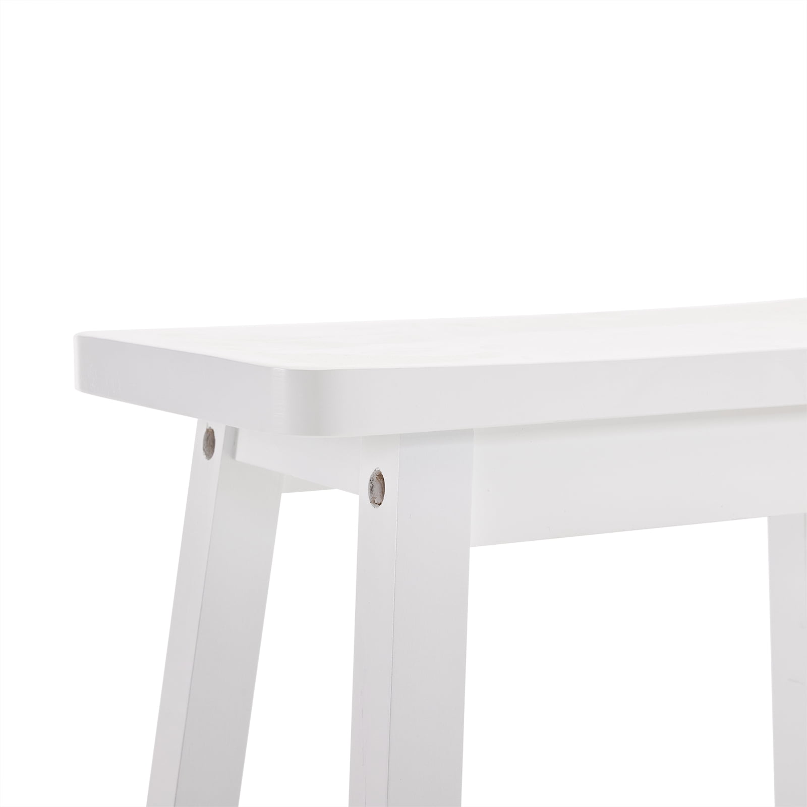 2pcs White Pine Wood Saddle Seat Bar Stools, Counter Height Stools with Foot Rests, Simple Style Seating for Kitchen Home Bar Den Outdoor Patio