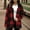 *Wine, variant on ClodeEU Warm Fleece Plaid Jackets for Women, Lapel Zip Soft Coats ,Casual Outerwear with Pockets Green,Womens Plus S