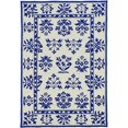 thumbnail image 2 of 3'x5' Sand Blue Hand Hooked UV Treated Traditional Floral Design Indoor Outdoor Rug, 2 of 3